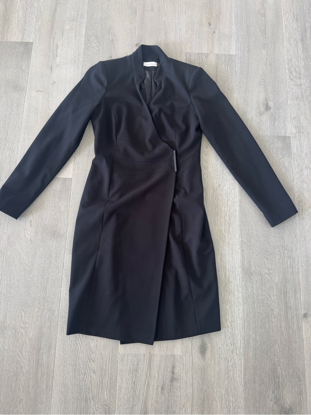 Calvin Klein Black Long-Sleeve Wrap-Front Dress